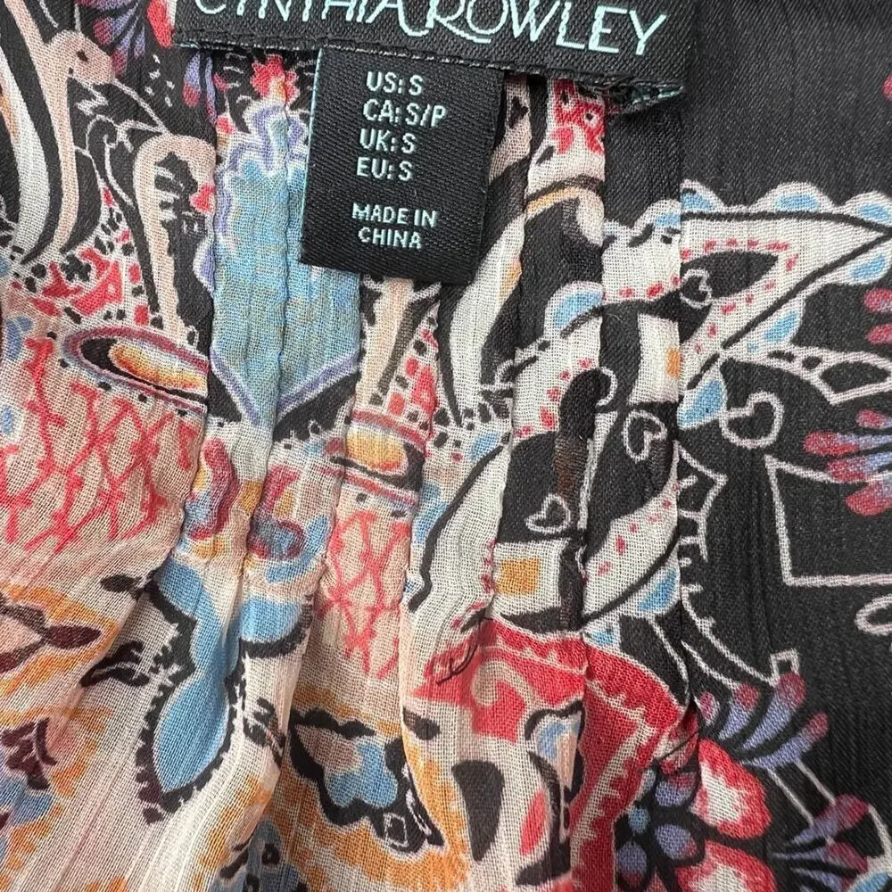 CYNTHIA ROWLEY size S women’s tunic, multi color